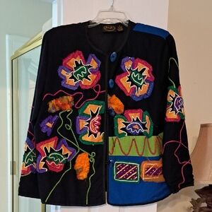 Colorful Floral Embroidered Jacket